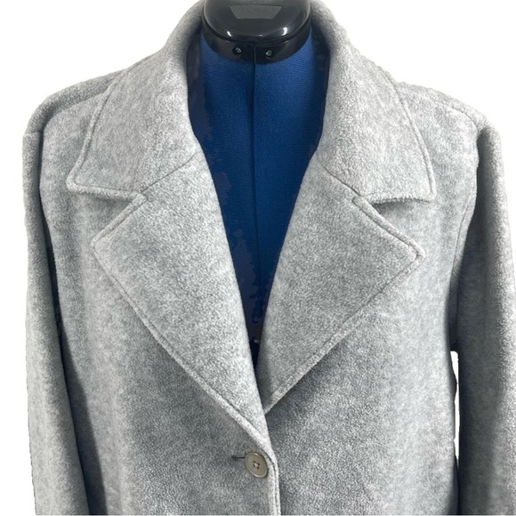 Talbot’s Women’s  Gray Pea Coat Sz 1X Single Breasted Fleece Collared Pockets - Picture 2 of 10